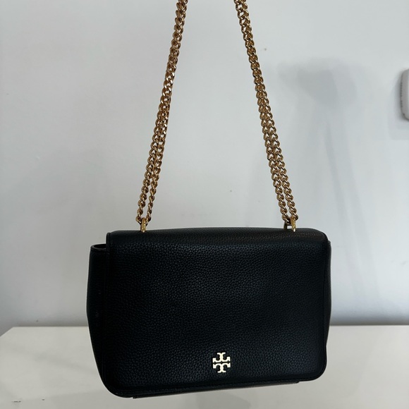 Tory Burch Black Pebbled Leather Chain Crossbody with Gold Hardware - Picture 13 of 14